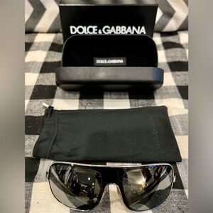 Dolce & Gabbana Aviator Sunglasses - Silver & Black Frames, Grey Lenses